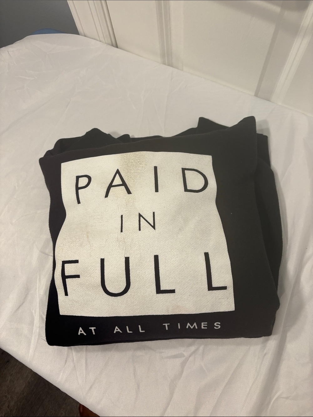 Kids Black Hoodie One-Piece with "PAID IN FULL" Graphic - Picture 9 of 9